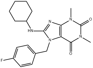 8-(cyclohexylamino)-7-(4-fluorobenzyl)-1,3-dimethyl-3,7-dihydro-1H-purine-2,6-dione Struktur