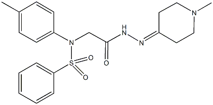 N-(4-methylphenyl)-N-{2-[2-(1-methyl-4-piperidinylidene)hydrazino]-2-oxoethyl}benzenesulfonamide Struktur