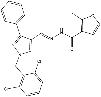 N'-{[1-(2,6-dichlorobenzyl)-3-phenyl-1H-pyrazol-4-yl]methylene}-2-methyl-3-furohydrazide Struktur