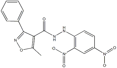 N'-{2,4-dinitrophenyl}-5-methyl-3-phenyl-4-isoxazolecarbohydrazide Struktur