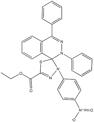 ethyl 2,4-diphenyl-4'-(4-nitrophenyl)-1,2,4',5'-tetrahydrospiro[phthalazine-1,5'-[1,3,4]thiadiazole]-2'-carboxylate Struktur