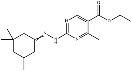 ethyl 4-methyl-2-[2-(3,3,5-trimethylcyclohexylidene)hydrazino]-5-pyrimidinecarboxylate Struktur