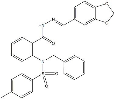 N-(2-{[2-(1,3-benzodioxol-5-ylmethylene)hydrazino]carbonyl}phenyl)-N-benzyl-4-methylbenzenesulfonamide Struktur