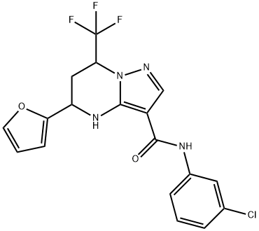 N-(3-chlorophenyl)-5-(2-furyl)-7-(trifluoromethyl)-4,5,6,7-tetrahydropyrazolo[1,5-a]pyrimidine-3-carboxamide Struktur