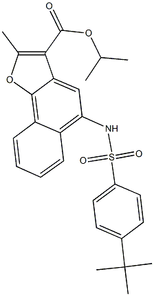 isopropyl 5-{[(4-tert-butylphenyl)sulfonyl]amino}-2-methylnaphtho[1,2-b]furan-3-carboxylate Struktur