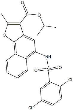 isopropyl 5-{[(2,5-dichlorophenyl)sulfonyl]amino}-2-methylnaphtho[1,2-b]furan-3-carboxylate Struktur