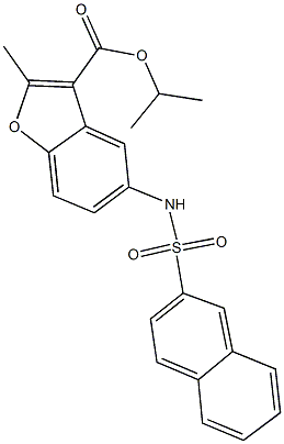 isopropyl 2-methyl-5-[(2-naphthylsulfonyl)amino]-1-benzofuran-3-carboxylate Struktur