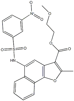 2-methoxyethyl 5-[({3-nitrophenyl}sulfonyl)amino]-2-methylnaphtho[1,2-b]furan-3-carboxylate Struktur