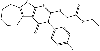 ethyl {[3-(4-methylphenyl)-4-oxo-3,5,6,7,8,9-hexahydro-4H-cyclohepta[4,5]thieno[2,3-d]pyrimidin-2-yl]sulfanyl}acetate Struktur