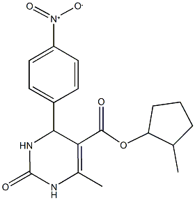 2-methylcyclopentyl 4-{4-nitrophenyl}-6-methyl-2-oxo-1,2,3,4-tetrahydro-5-pyrimidinecarboxylate Struktur