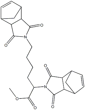 methyl 2,6-bis(3,5-dioxo-4-azatricyclo[5.2.1.0~2,6~]dec-8-en-4-yl)hexanoate Struktur