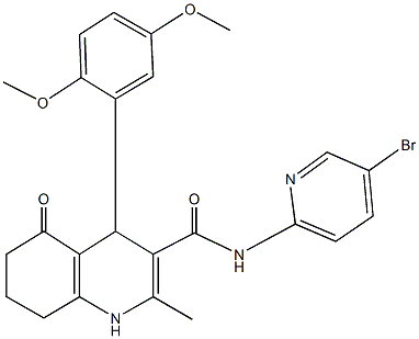 N-(5-bromo-2-pyridinyl)-4-(2,5-dimethoxyphenyl)-2-methyl-5-oxo-1,4,5,6,7,8-hexahydro-3-quinolinecarboxamide Struktur