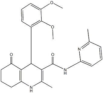 4-(2,3-dimethoxyphenyl)-2-methyl-N-(6-methyl-2-pyridinyl)-5-oxo-1,4,5,6,7,8-hexahydro-3-quinolinecarboxamide Struktur