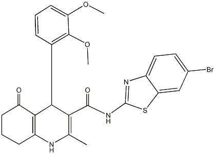 N-(6-bromo-1,3-benzothiazol-2-yl)-4-(2,3-dimethoxyphenyl)-2-methyl-5-oxo-1,4,5,6,7,8-hexahydroquinoline-3-carboxamide Struktur