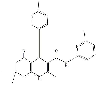 2,7,7-trimethyl-4-(4-methylphenyl)-N-(6-methylpyridin-2-yl)-5-oxo-1,4,5,6,7,8-hexahydroquinoline-3-carboxamide Struktur