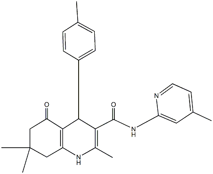 2,7,7-trimethyl-4-(4-methylphenyl)-N-(4-methylpyridin-2-yl)-5-oxo-1,4,5,6,7,8-hexahydroquinoline-3-carboxamide Struktur