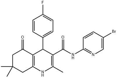 N-(5-bromo-2-pyridinyl)-4-(4-fluorophenyl)-2,7,7-trimethyl-5-oxo-1,4,5,6,7,8-hexahydro-3-quinolinecarboxamide Struktur