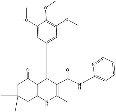 2,7,7-trimethyl-5-oxo-N-(2-pyridinyl)-4-(3,4,5-trimethoxyphenyl)-1,4,5,6,7,8-hexahydro-3-quinolinecarboxamide Struktur