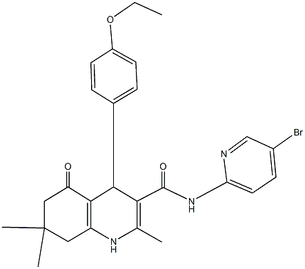 N-(5-bromo-2-pyridinyl)-4-(4-ethoxyphenyl)-2,7,7-trimethyl-5-oxo-1,4,5,6,7,8-hexahydro-3-quinolinecarboxamide Struktur