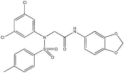 N-(1,3-benzodioxol-5-yl)-2-{3,5-dichloro[(4-methylphenyl)sulfonyl]anilino}acetamide Struktur