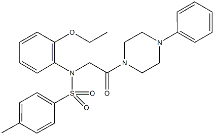 N-(2-ethoxyphenyl)-4-methyl-N-[2-oxo-2-(4-phenyl-1-piperazinyl)ethyl]benzenesulfonamide Struktur