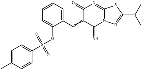 2-[(5-imino-2-isopropyl-7-oxo-5H-[1,3,4]thiadiazolo[3,2-a]pyrimidin-6(7H)-ylidene)methyl]phenyl 4-methylbenzenesulfonate Struktur