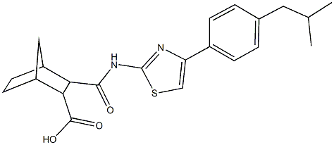 3-({[4-(4-isobutylphenyl)-1,3-thiazol-2-yl]amino}carbonyl)bicyclo[2.2.1]heptane-2-carboxylic acid Struktur