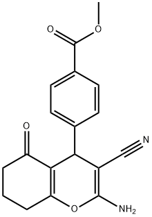 methyl 4-(2-amino-3-cyano-5-oxo-5,6,7,8-tetrahydro-4H-chromen-4-yl)benzoate Struktur