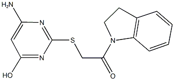 6-amino-2-{[2-(2,3-dihydro-1H-indol-1-yl)-2-oxoethyl]sulfanyl}-4-pyrimidinol Struktur