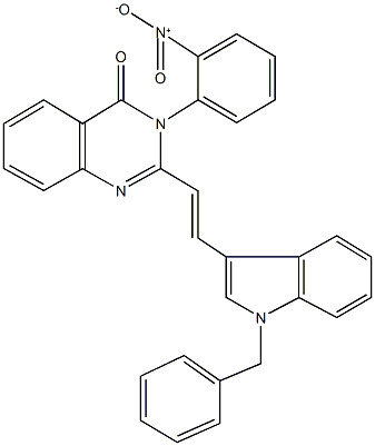 2-[2-(1-benzyl-1H-indol-3-yl)vinyl]-3-{2-nitrophenyl}-4(3H)-quinazolinone Struktur