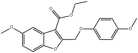 ethyl 5-methoxy-2-[(4-methoxyphenoxy)methyl]-1-benzofuran-3-carboxylate Struktur