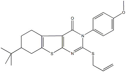 2-(allylsulfanyl)-7-tert-butyl-3-(4-methoxyphenyl)-5,6,7,8-tetrahydro[1]benzothieno[2,3-d]pyrimidin-4(3H)-one Struktur