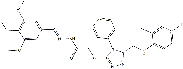 2-({5-[(4-iodo-2-methylanilino)methyl]-4-phenyl-4H-1,2,4-triazol-3-yl}sulfanyl)-N'-(3,4,5-trimethoxybenzylidene)acetohydrazide Struktur