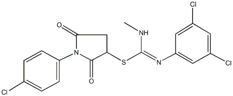 1-(4-chlorophenyl)-2,5-dioxo-3-pyrrolidinyl N'-(3,5-dichlorophenyl)-N-methylimidothiocarbamate Struktur