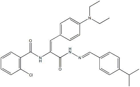 2-chloro-N-(2-[4-(diethylamino)phenyl]-1-{[2-(4-isopropylbenzylidene)hydrazino]carbonyl}vinyl)benzamide Struktur