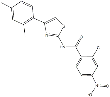 2-chloro-N-[4-(2,4-dimethylphenyl)-1,3-thiazol-2-yl]-4-nitrobenzamide Struktur