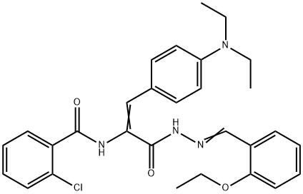 2-chloro-N-(2-[4-(diethylamino)phenyl]-1-{[2-(2-ethoxybenzylidene)hydrazino]carbonyl}vinyl)benzamide Struktur