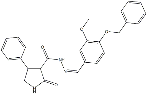 N'-[4-(benzyloxy)-3-methoxybenzylidene]-2-oxo-4-phenyl-3-pyrrolidinecarbohydrazide Struktur