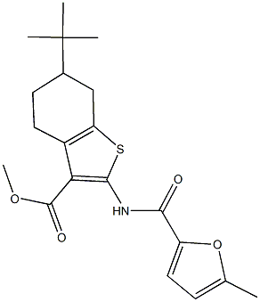 methyl 6-tert-butyl-2-[(5-methyl-2-furoyl)amino]-4,5,6,7-tetrahydro-1-benzothiophene-3-carboxylate Struktur