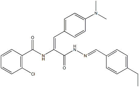 2-chloro-N-(2-[4-(dimethylamino)phenyl]-1-{[2-(4-ethylbenzylidene)hydrazino]carbonyl}vinyl)benzamide Struktur