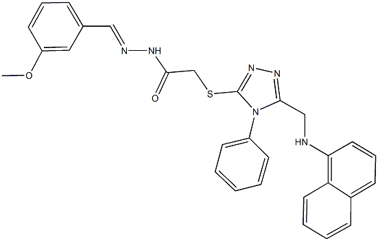 N'-(3-methoxybenzylidene)-2-({5-[(1-naphthylamino)methyl]-4-phenyl-4H-1,2,4-triazol-3-yl}sulfanyl)acetohydrazide Struktur