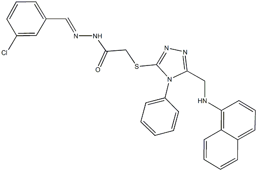 N'-(3-chlorobenzylidene)-2-({5-[(1-naphthylamino)methyl]-4-phenyl-4H-1,2,4-triazol-3-yl}sulfanyl)acetohydrazide Struktur