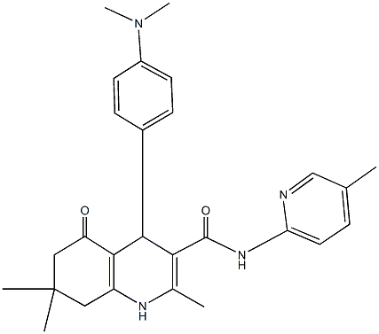 4-[4-(dimethylamino)phenyl]-2,7,7-trimethyl-N-(5-methyl-2-pyridinyl)-5-oxo-1,4,5,6,7,8-hexahydro-3-quinolinecarboxamide Struktur