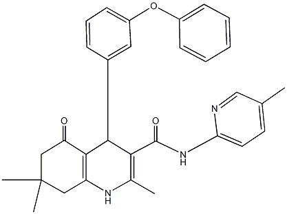 2,7,7-trimethyl-N-(5-methyl-2-pyridinyl)-5-oxo-4-(3-phenoxyphenyl)-1,4,5,6,7,8-hexahydro-3-quinolinecarboxamide Struktur