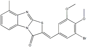 2-(3-bromo-4,5-dimethoxybenzylidene)-8-methyl[1,3]thiazolo[3,2-a]benzimidazol-3(2H)-one Struktur