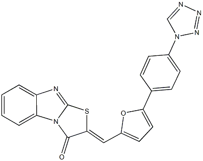 2-({5-[4-(1H-tetraazol-1-yl)phenyl]-2-furyl}methylene)[1,3]thiazolo[3,2-a]benzimidazol-3(2H)-one Struktur