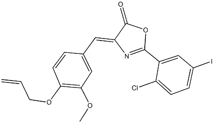 4-[4-(allyloxy)-3-methoxybenzylidene]-2-(2-chloro-5-iodophenyl)-1,3-oxazol-5(4H)-one Struktur