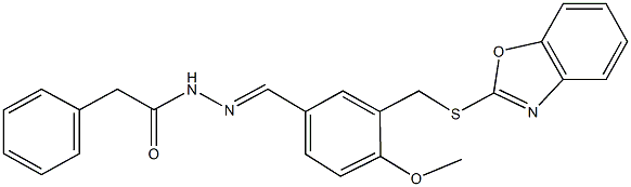 N'-{3-[(1,3-benzoxazol-2-ylsulfanyl)methyl]-4-methoxybenzylidene}-2-phenylacetohydrazide Struktur