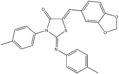 5-(1,3-benzodioxol-5-ylmethylene)-3-(4-methylphenyl)-2-[(4-methylphenyl)imino]-1,3-thiazolidin-4-one Struktur