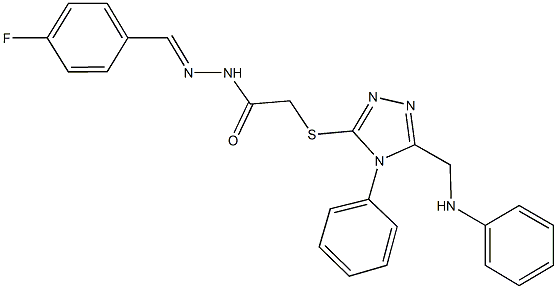 2-{[5-(anilinomethyl)-4-phenyl-4H-1,2,4-triazol-3-yl]sulfanyl}-N'-(4-fluorobenzylidene)acetohydrazide Struktur